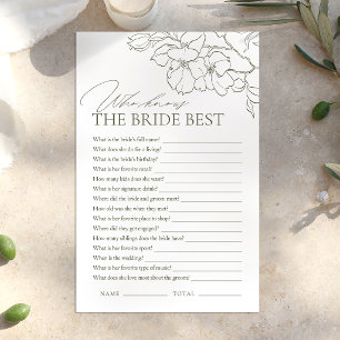 Sage green floral who knows the bride best game