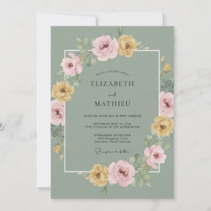 Sage Green Flourishing Spring Wedding Invitation
