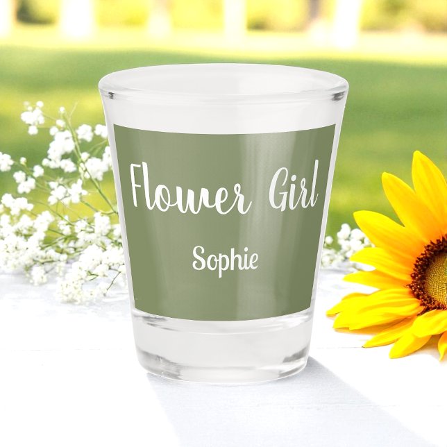 Sage Green Flower Girl Bridesmaid Shot Glass (Creator Uploaded)