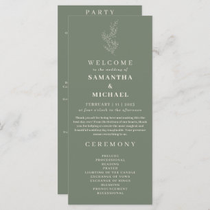 Sage Green Flower Ivy Wedding Program