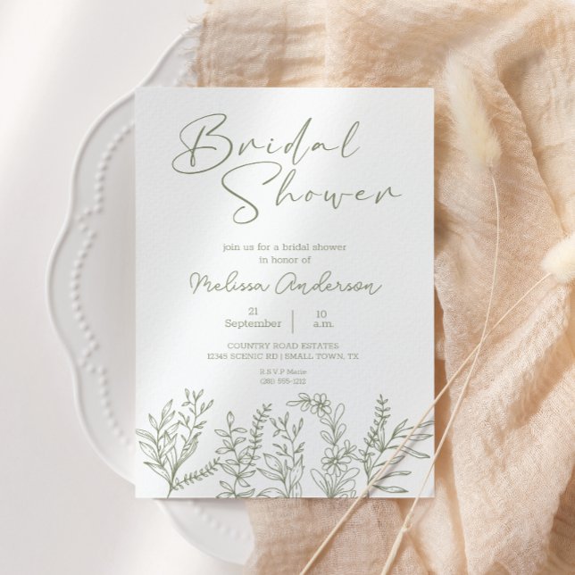 Sage Green Flowers Boho Bridal Shower Invitation (Creator Uploaded)
