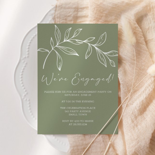 Sage Green Flowers Boho Engagement Party Invitation (Creator Uploaded)