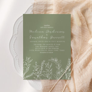 Sage Green Flowers Boho Wedding Invitation