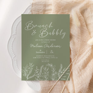 Sage Green Flowers Brunch Bridal Shower Invitation