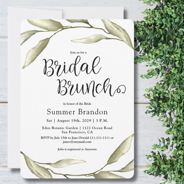 Sage Green Foliage Bridal Brunch Invitation (Creator Uploaded)