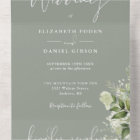Sage Green Foliage Floral QR Code Monogram Wedding