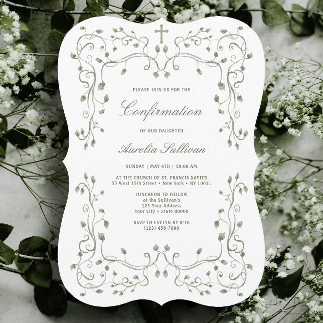 Sage Green Foliage Frame Confirmation Invitation (Creator Uploaded)