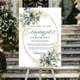 Sage Green Foliage Unplugged Ceremony Wedding Sign