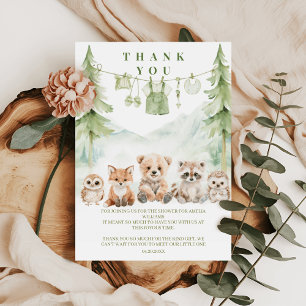 Sage Green Forest Adventure Baby Shower Thank You Card