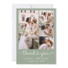 Sage Green Four Photo Collage Script Wedding