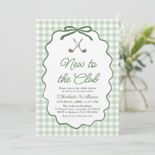 Sage Green Frame Golf New to the Club Baby Shower Invitation
