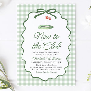 Sage Green Frame Golf New to the Club Baby Shower Invitation