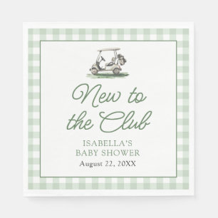 Sage Green Frame Golf New to the Club Baby Shower Napkin