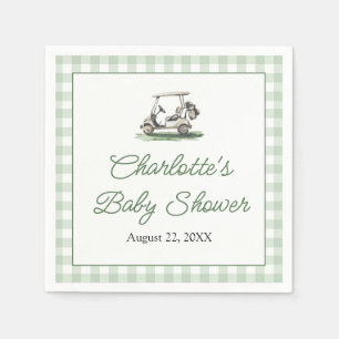Sage Green Frame Golf New to the Club Baby Shower Napkin
