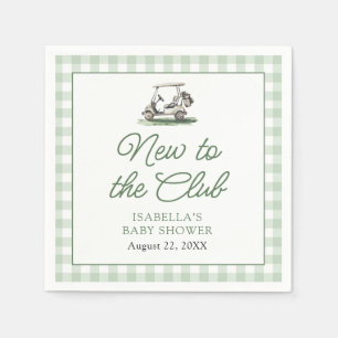 Sage Green Frame Golf New to the Club Baby Shower Napkin