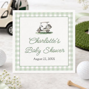 Sage Green Frame Golf New to the Club Baby Shower Napkin