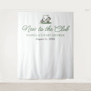 Sage Green Frame Golf New to the Club Baby Shower Tapestry