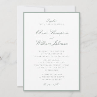 Sage Green Framed Wedding Invitation