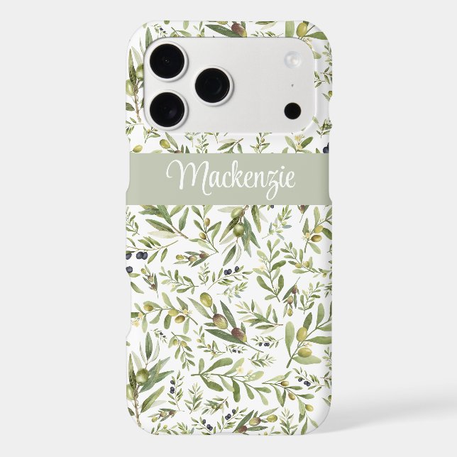 Sage Green French Country Chic Olive Name Monogram (Back)