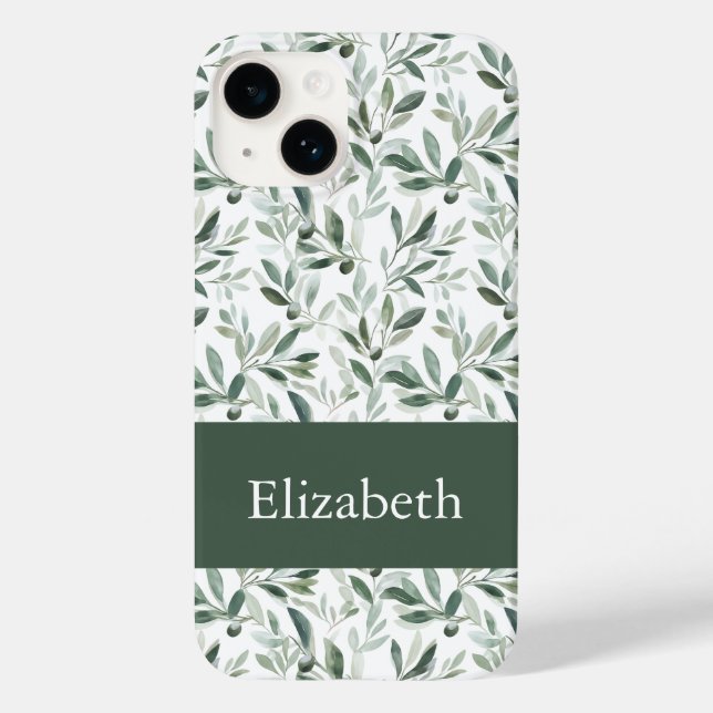 Sage Green French Country Olive Custom Name Case-Mate iPhone Case (Back)