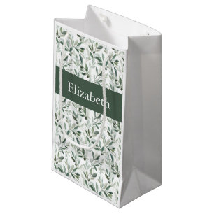 Sage Green French Country Olive Custom Name Small Gift Bag