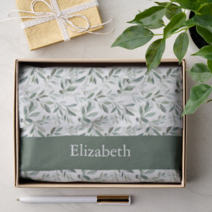 Sage Green French Country Olive Custom Name Tissue Paper