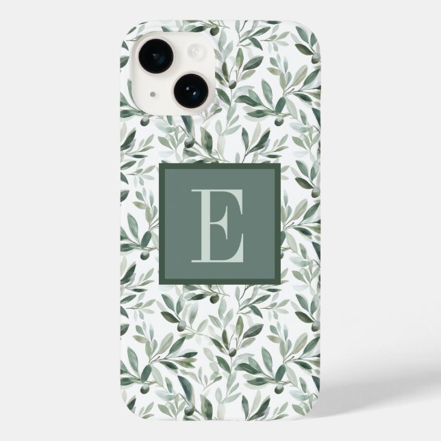 Sage Green French Country Olive Monogram Case-Mate iPhone Case (Back)