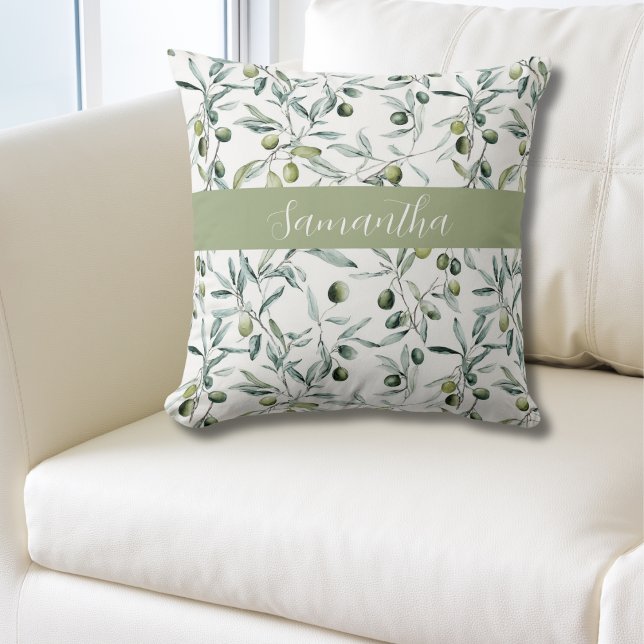 Sage Green French Country Olive Name  Cushion (Creator Uploaded)