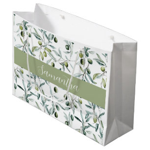 Sage Green French Country Olive Name Large Gift Bag