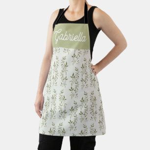 Sage Green French Country Olive Pattern Name Apron