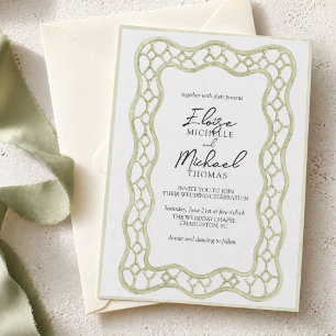 Sage Green French Trellis Wedding Invitation