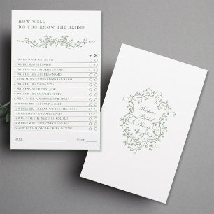 Sage Green French Victorian Bridal Shower Game