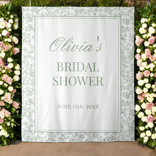Sage Green French Vintage Floral Bridal Shower Tapestry