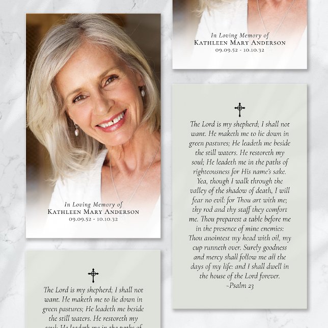 Sage Green Full Photo Memorial Prayer Card (Creator Uploaded)