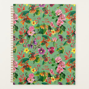 Sage Green Garden Flowers Watercolor Planner