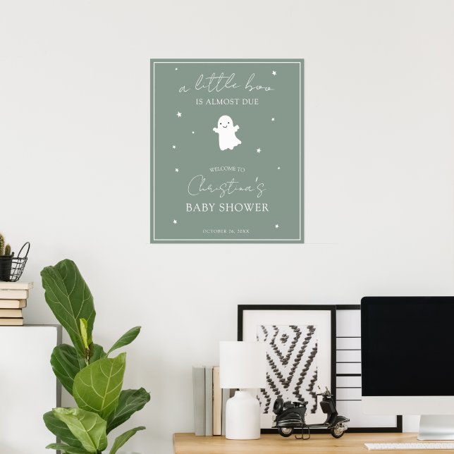 Sage Green Gender Neutral Baby Shower Welcome Sign (Home Office)