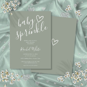 Sage Green Gender Neutral Baby Sprinkle Shower Invitation