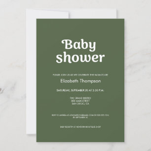 Sage Green Gender Neutral minimalist Baby Shower Invitation