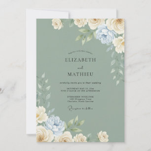 Sage Green Gentle Spring Wedding Invitation