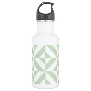 Sage Green Geometric Deco Cube Pattern 532 Ml Water Bottle