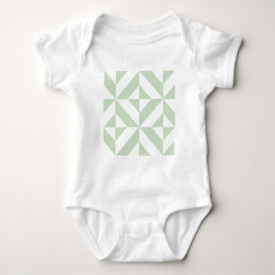 Sage Green Geometric Deco Cube Pattern Baby Bodysuit