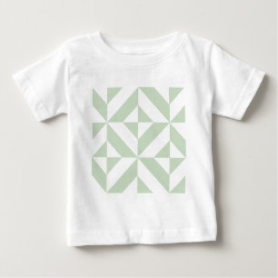 Sage Green Geometric Deco Cube Pattern Baby T-Shirt