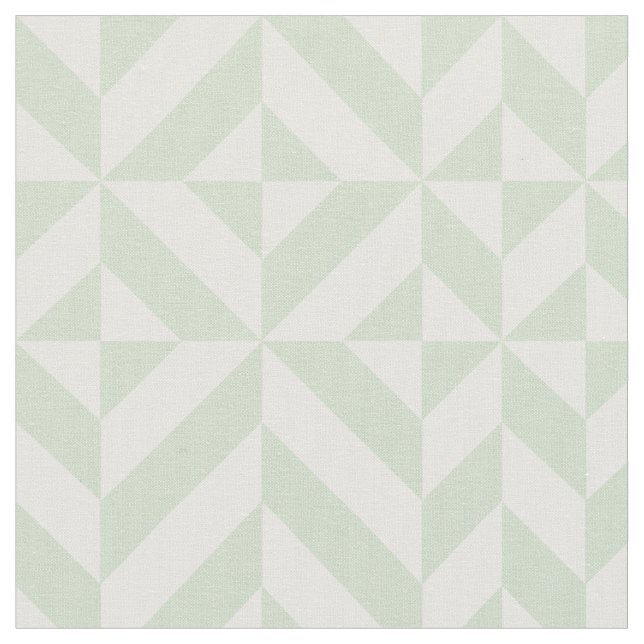 Sage Green Geometric Deco Cube Pattern Fabric (Close Up)