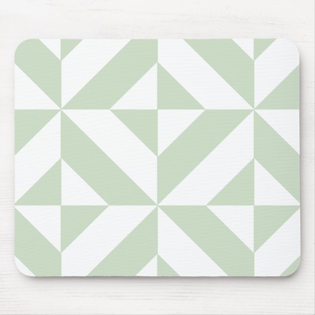 Sage Green Geometric Deco Cube Pattern Mouse Pad (Front)