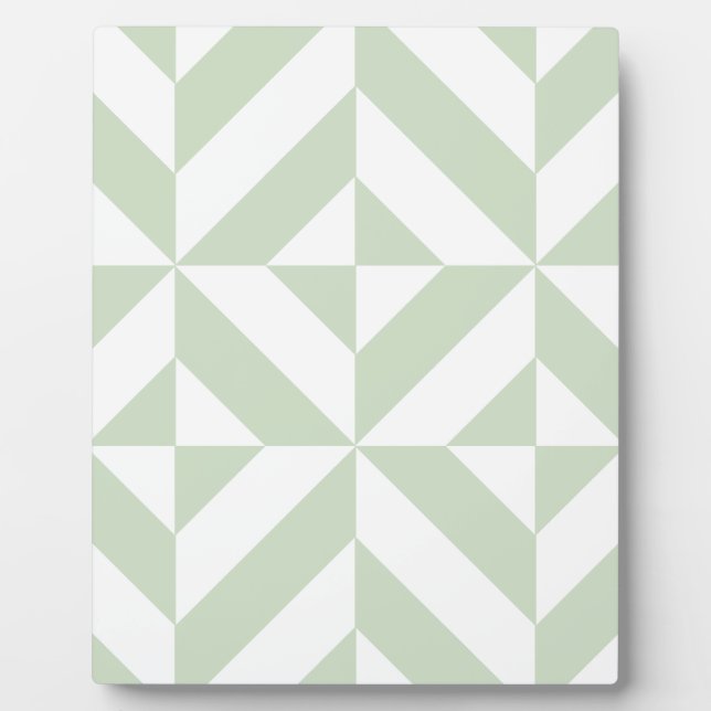 Sage Green Geometric Deco Cube Pattern Plaque (Front)