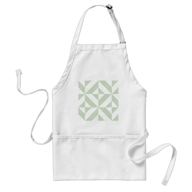 Sage Green Geometric Deco Cube Pattern Standard Apron (Front)