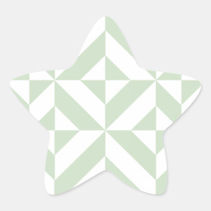 Sage Green Geometric Deco Cube Pattern Star Sticker
