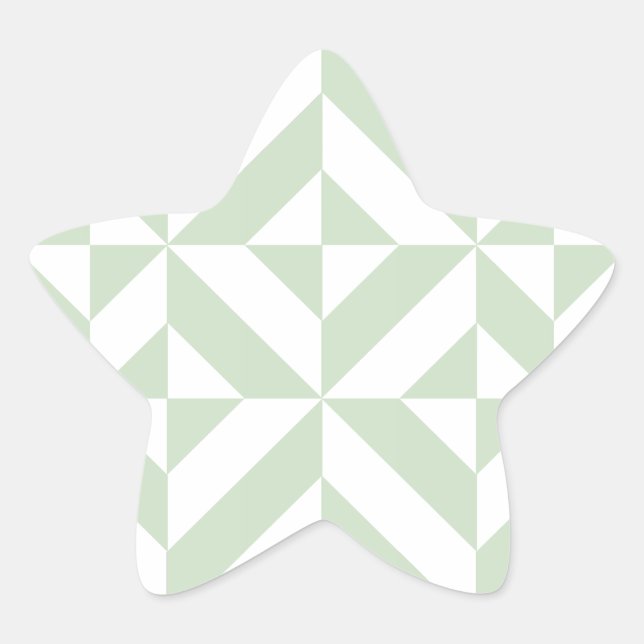 Sage Green Geometric Deco Cube Pattern Star Sticker (Front)