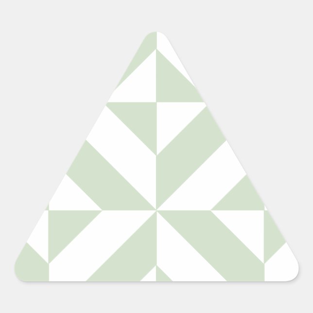 Sage Green Geometric Deco Cube Pattern Triangle Sticker (Front)
