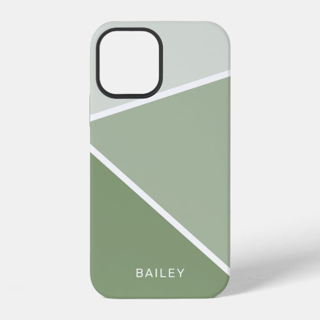Sage Green Geometric iPhone Case (Back)